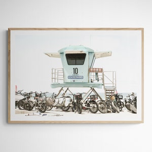 Seaside Beach 2898| Lifeguard Tower| Seaside Beach Cardiff| Surfboard Wall Art| Surf Wall Decor| Surf Poster| San Diego Art| Surf Art Print
