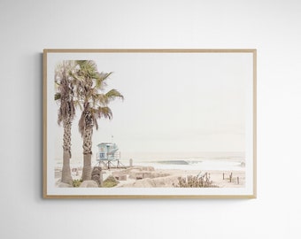 Seaside Beach 7444| Seaside Beach Cardiff| California Coast Print| Surf Wall Art| Cardiff Prints| San Diego Art| Lifeguard Tower| Cardiff