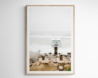 Cardiff 2741| Cardiff State Beach| Pipes Beach| Lifeguard Tower| Surf Wall Art| Surf Art Print| San Diego Art| San Diego Print| Cardiff