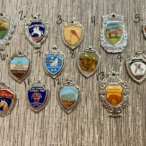 Vintage Travel Shield Charms/Pendants | Southern USA States