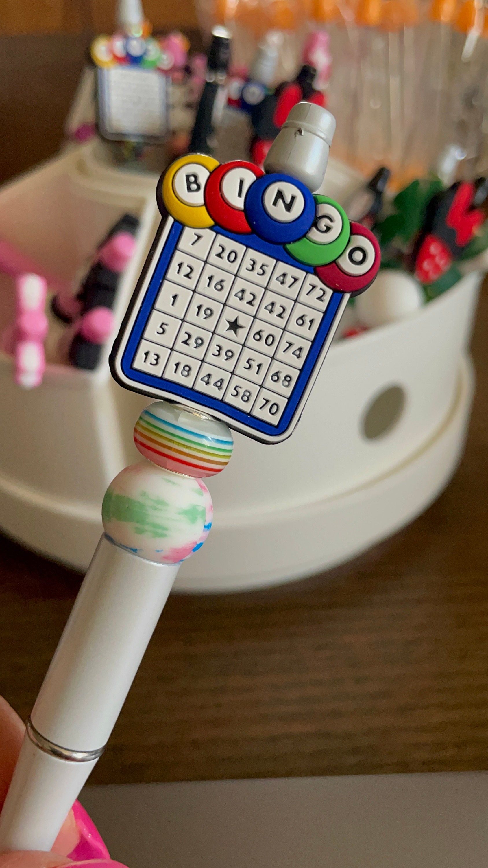 Bingo Ball and Board Bead Pen Etsy