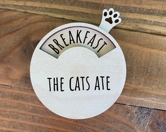 Rastreador de alimentación para gatos personalizado - Suministros personalizados para recordatorios de mascotas - Imán para refrigerador para desayuno/almuerzo/cena - Nuevo regalo para gatitos