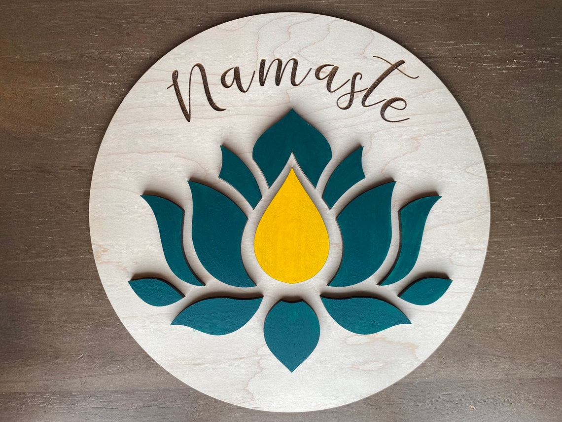Engraved 3D Namaste Lotus Flower Yoga Studio Wood Sign Wall Etsy