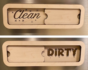 Sliding Dishwasher Magnet - Clean/Dirty Wood Kitchen Decor - Laser Cut/Engraved Housewarming Gift - Farmhouse Minimalist Scandinavian Design