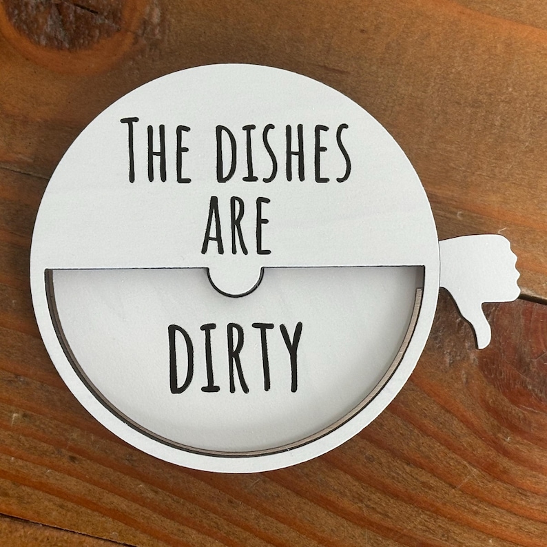 Rae Dunn Inspired Clean/Dirty Dishwasher Magnet - Wood Thumbs Up Kitchen Sign - Laser Cut/Engraved Housewarming Gift - Refrigerator Magnet image 6