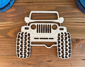 Jeep Wrangler Front Profile Wood Macrame Frame - Laser Cut Board - Fiber Art Wood Blank - Wall Decor