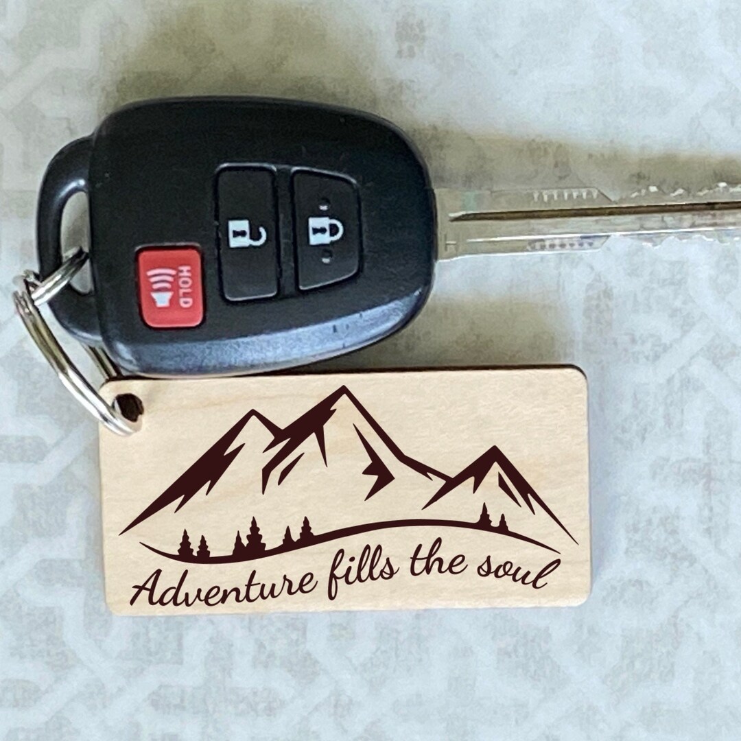 Adventure Fills the Soul Wooden Mountains Keychain Purse Charm Friends
