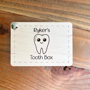 Personalized Wood Tooth Fairy Box, 1st Birthday Baby Name Gift, Custom Boy or Girl Engraved Keepsake Box, Baby Shower Gift, Kid&#39;s Teeth Box