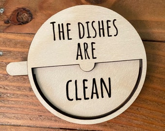 Dishwasher Magnet - Rae Dunn Inspired Clean/Dirty Wood Kitchen Sign - Laser Cut/Engraved Housewarming Gift