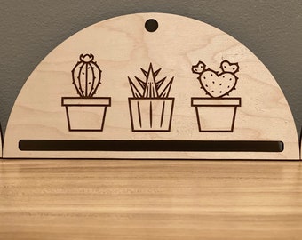 Cacti Wood Macrame Frame - Cactus Succulent Laser Cut Board - Fiber Art Wood Blank