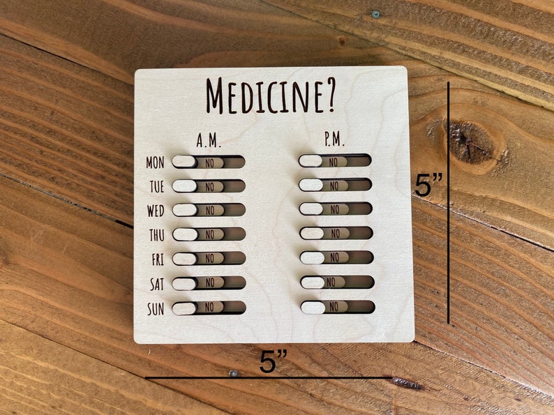 Wood Daily Medication Tracker Pill Reminder Supplies Wood Toggle Chart Weekly AM PM Medicine Refrigerator Magnet Gift For Mom Or Dad Bild 6