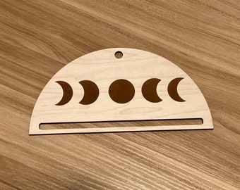 Moon Phases Wood Macrame Frame - Laser Cut Board - Fiber Art Wood Blank