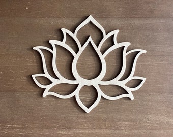 Wood Lotus Flower Macrame Frame - Laser Cut Board - Fiber Art Wood Blank