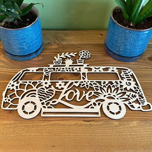 Hippie Van Wood Macrame Frame - Laser Cut Board - Fiber Art Wood Blank