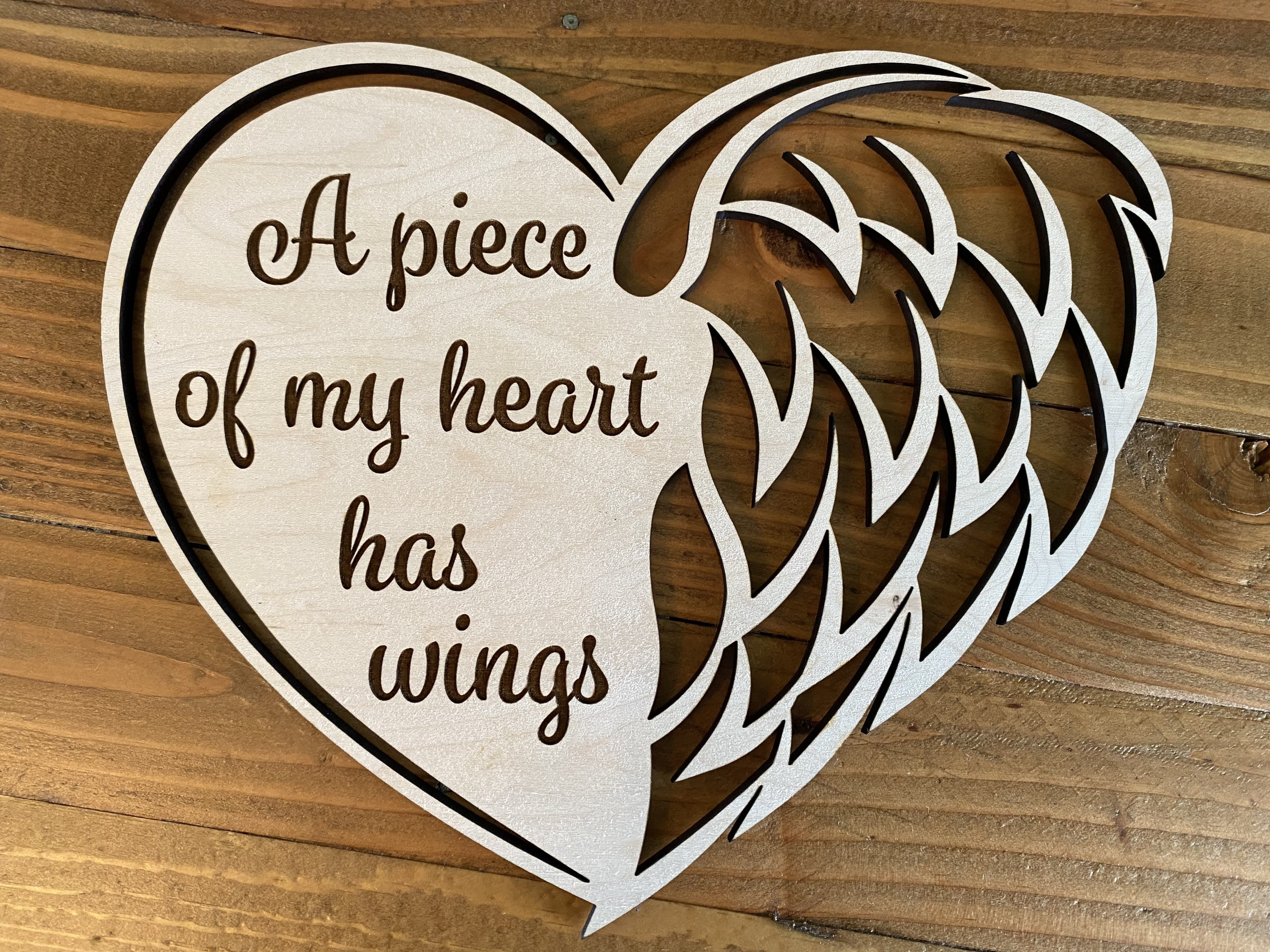 Heart With Wings - A Piece of My Heart Has Wings Wooden Sign - Pet