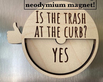 Take Out The Trash Reminder Refrigerator Magnet - Wood Thumbs Up/Thumbs Down Swivel Kitchen Sign - Laser Cut/Engraved Housewarming Gift