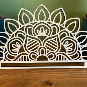 Wood Flower Mandala Macrame Frame - Laser Cut Board - Fiber Art Wood Blank