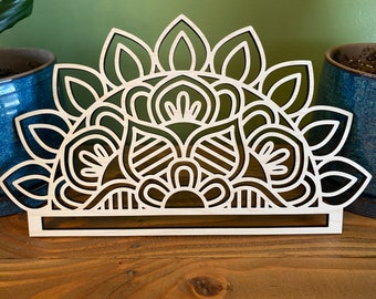 Wood Flower Mandala Macrame Frame - Laser Cut Board - Fiber Art Wood Blank