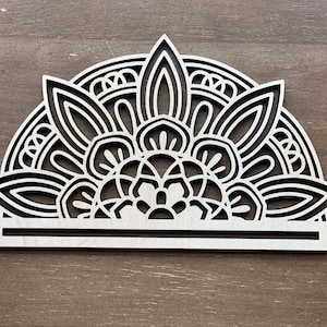 Macrame Frame - Wood Flower Mandala Laser Cut Board - Fiber Art Wood Blank