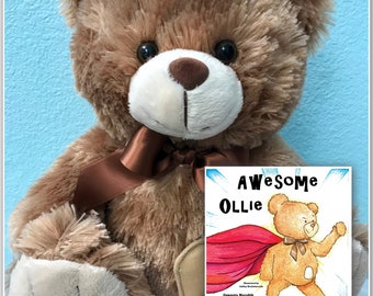 Ostomy Bear & Book, ostomy teddy bear, teddy bear, childrens, ostomy, colostomy, surgery, ileostomy, recovery, stoma