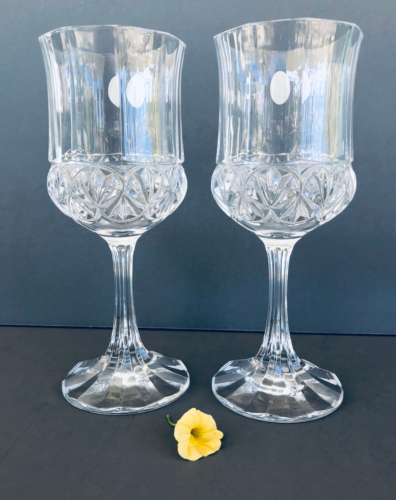 Lead Crystal French Wine Glasses Pair Two Cristal de Flandre Etsy