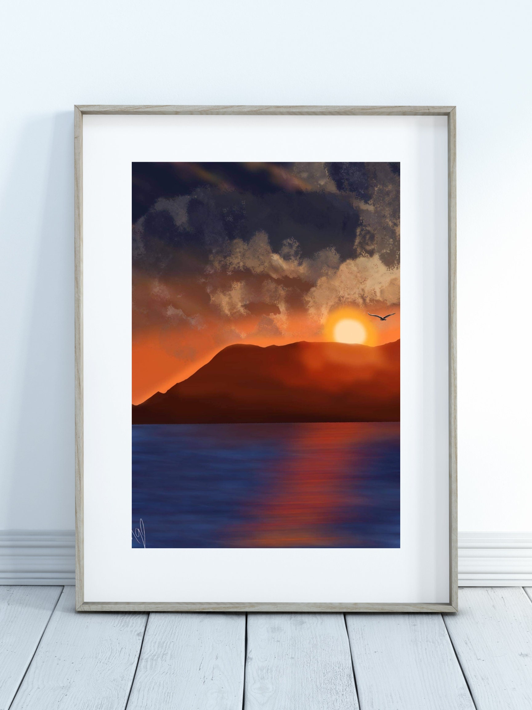 Watercolour landscape painting - SUNSET over Lake Malawi - Sun reflecting  on water - warm colours Art Board Print for Sale by Ibolya Taligas