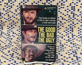 El bueno, el malo, el feo - Joe Millard - Movie Tie In - Libro de bolsillo vintage - Edición de libros de premios - Primera impresión de 1967