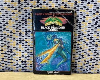 DragonTales #6 - Black Dragon's Curse - Rhondi Vilott -CYOA - Libro de bolsillo vintage - RPG - Signet Books