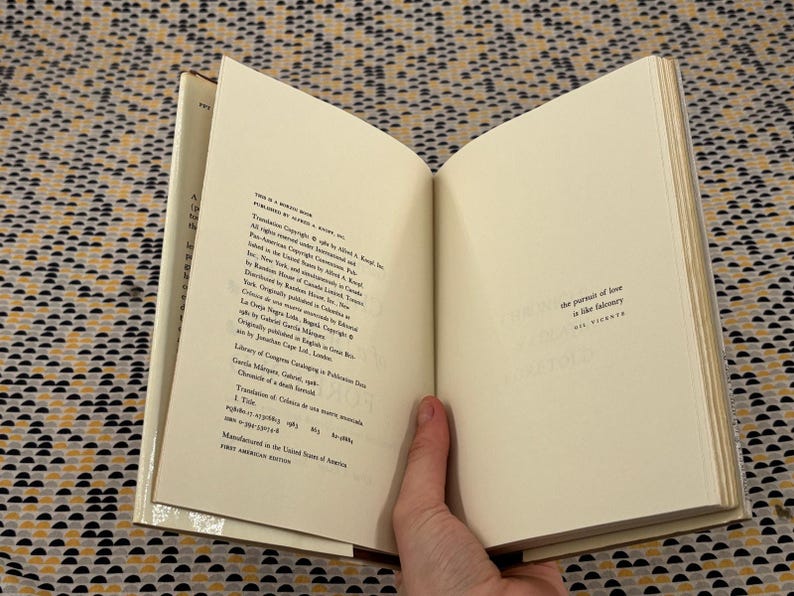 Chronicle of a Death Foretold - Gabriel García Márquez - Knopf - Hardcover - 1st American Edition image 6