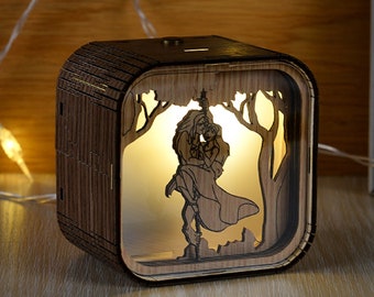 Tarzan Music Box 3D Light LED You'll Be In My Heart Song Theme Music Chest Custom Music Box Wooden Engraved Handmade Vintage Gift Lamp Box