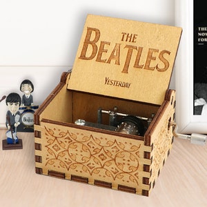 The Beatles Music Box ' YESTERDAY ' Song Music Chest Wooden Engraved Handmade Custom Theme Gift for Birthday Christmas Wedding Customizable