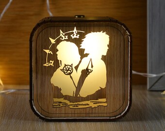 Final Fantasy X Boîte à musique à Zanarkand Song 3D Light LED FFX Thème Music Chest Boîte à musique personnalisée en bois gravé à la main vintage Cadeau Lampe