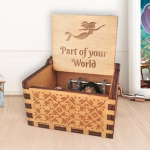 The Little Mermaid Music Box 'Part Of Your World' Song Music Chest Engraved Handmade Ariel Gift for Birthday Christmas Wedding Customizable