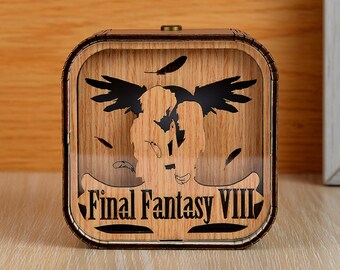 Final Fantasy VIII Music Box Eyes on Me Song 3D Light LED FF8 Theme Music Chest Custom Music Box Wooden Engraved Handmade Vintage Gift Lamp