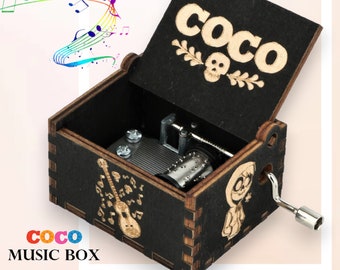 Coco Music Box 'Remember Me' Theme Music Chest Wooden Engraved Handmade Vintage Gift