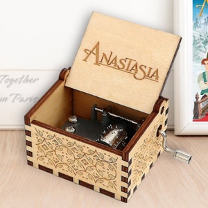 Anastasia Music Box Once Upon A December Song Music Chest Engraved Handmade Gift for Birthday Christmas Wedding Anniversary Customizable Box
