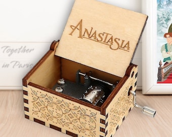 Anastasia Music Box Once Upon A December Song Music Chest Engraved Handmade Gift for Birthday Christmas Wedding Anniversary Customizable Box