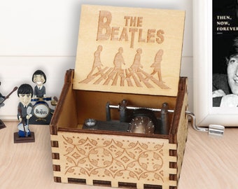 The Beatles Music Box ' LET IT BE ' Song Music Chest Wooden Engraved Handmade Custom Theme Gift for Birthday Christmas Wedding Customizable