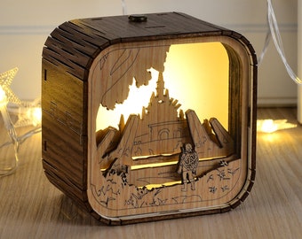 Zelda Music Box 3D Light LED Song of Storms Theme Music Chest Custom Music Box Wooden Engraved Handmade Vintage Gift Lamp