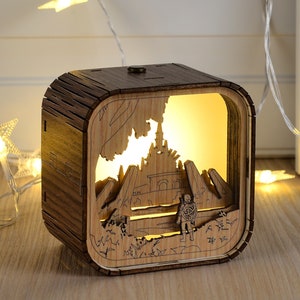 Zelda Music Box 3D Light LED Song of Storms Theme Music Chest Custom Music Box Wooden Engraved Handmade Vintage Gift Lamp