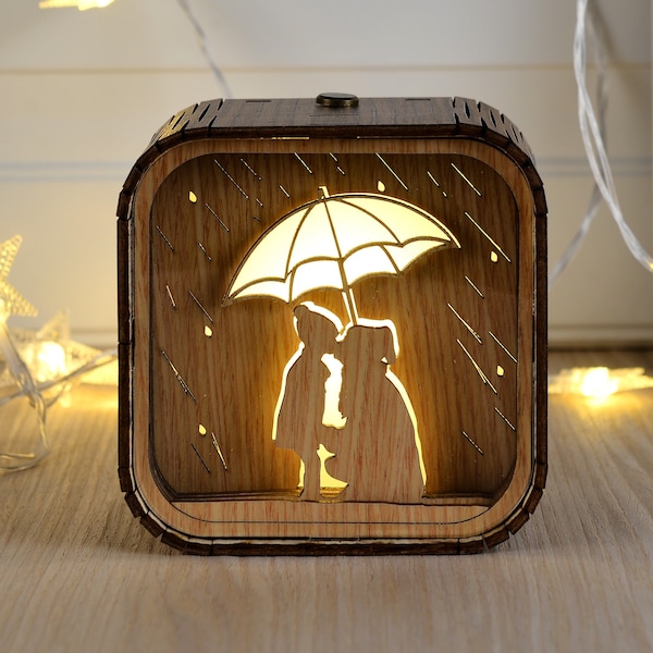 You Are My Sunshine Music Box 3D Light LED Mother Daughter Son Niece Aunt Theme Music Chest Custom Wooden Engraved Handmade Gift Lamp Box