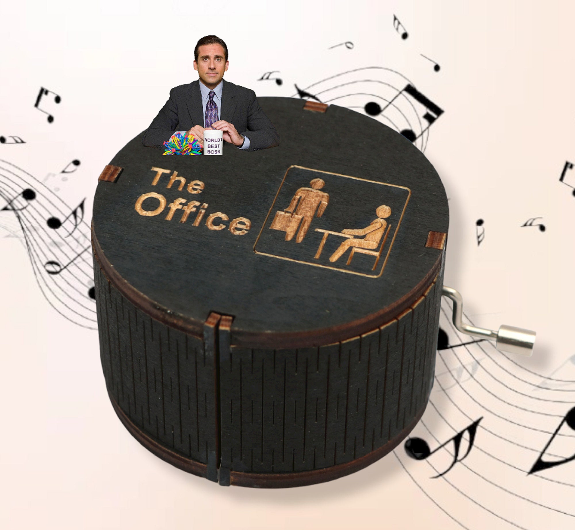 The Office Music Box Theme Music Chest Wooden Engraved Etsy
