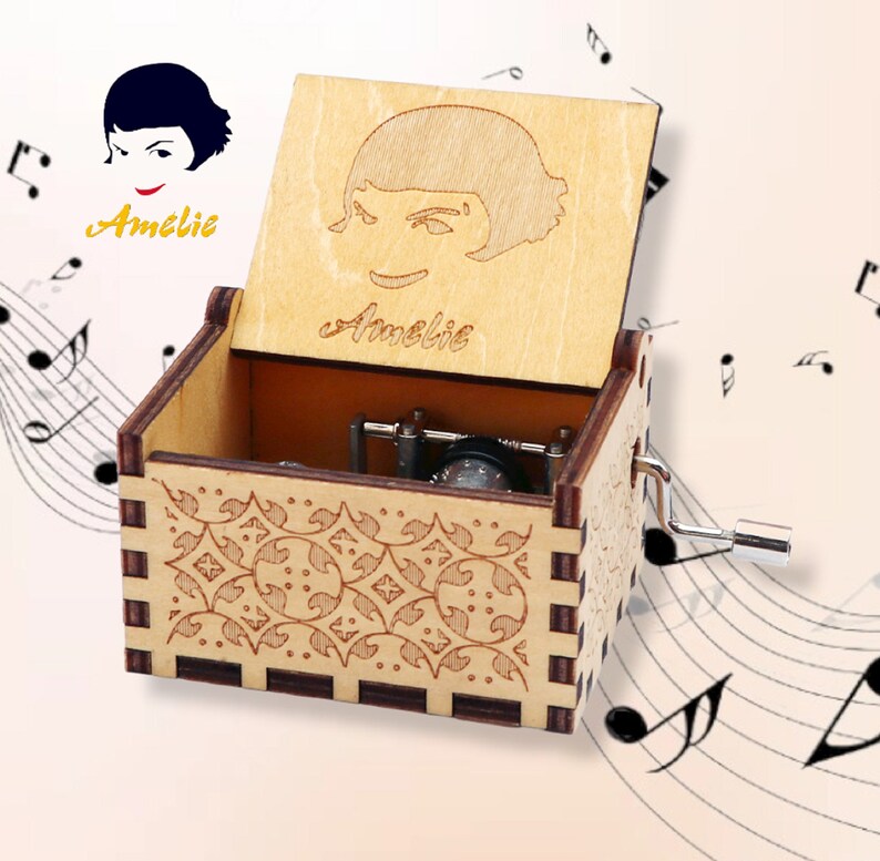 Amelie Music Box Theme Music Chest Wooden Engraved Handmade Etsy
