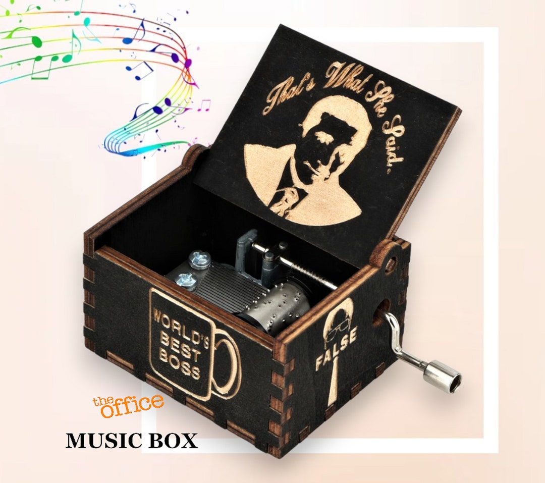 The Office Music Box Theme Music Chest Wooden Engraved Etsy