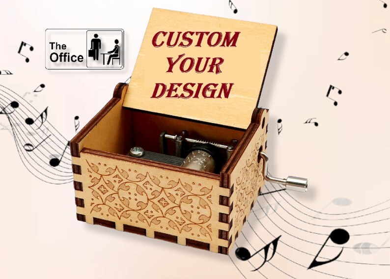 The Office Music Box Theme Music Chest Wooden Engraved Etsy