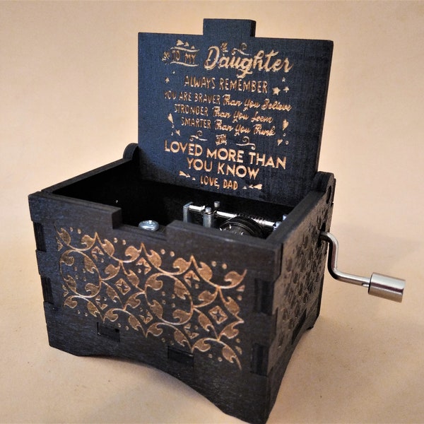 To Daughter from Dad Music Box Gift You Are My Sunshine Music Chest Theme Wooden Engraved Handmade Vintage Gift for Birthday Anniversary