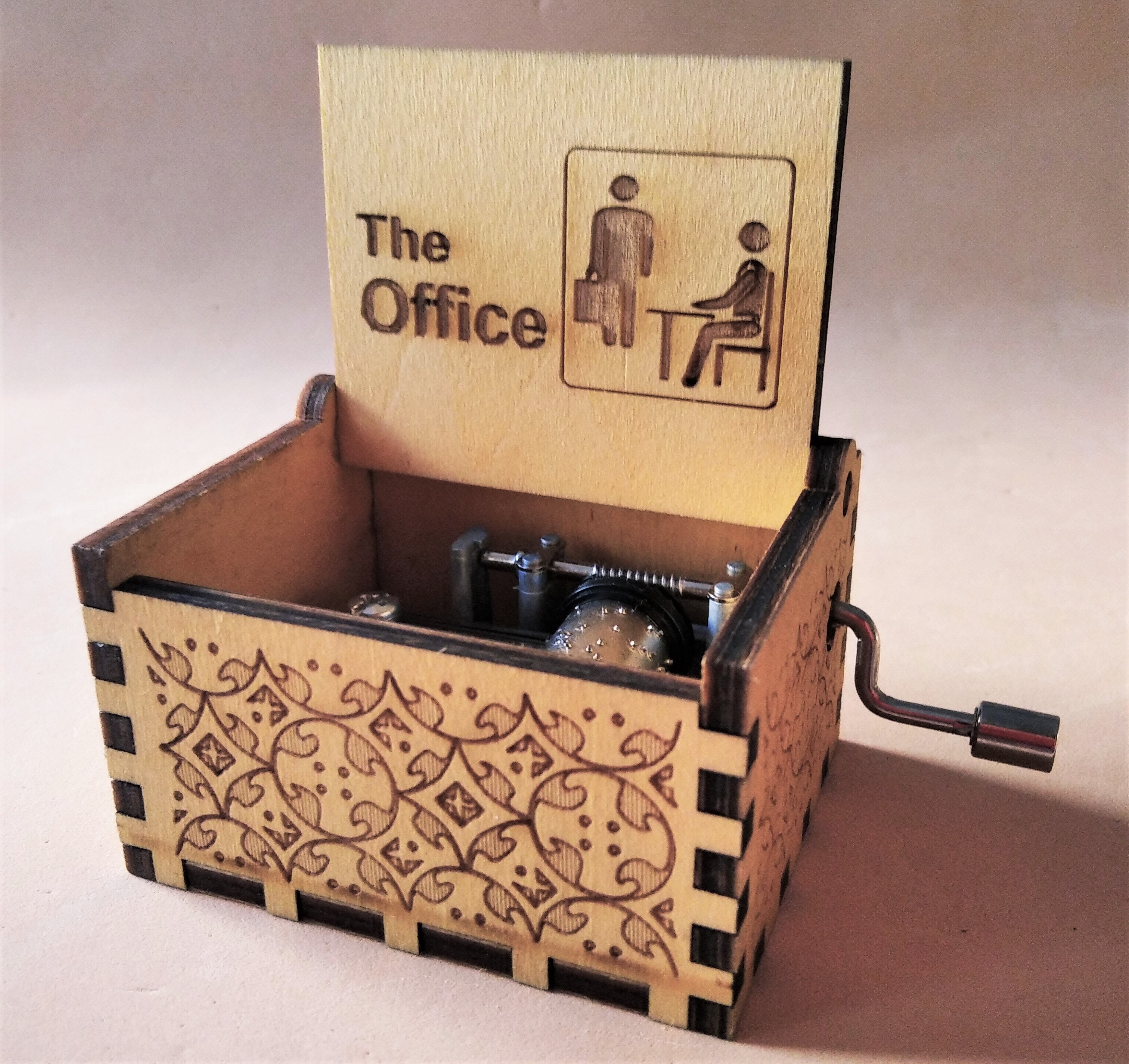 The Office Music Box Theme Music Chest Wooden Engraved Handmade Vinta…