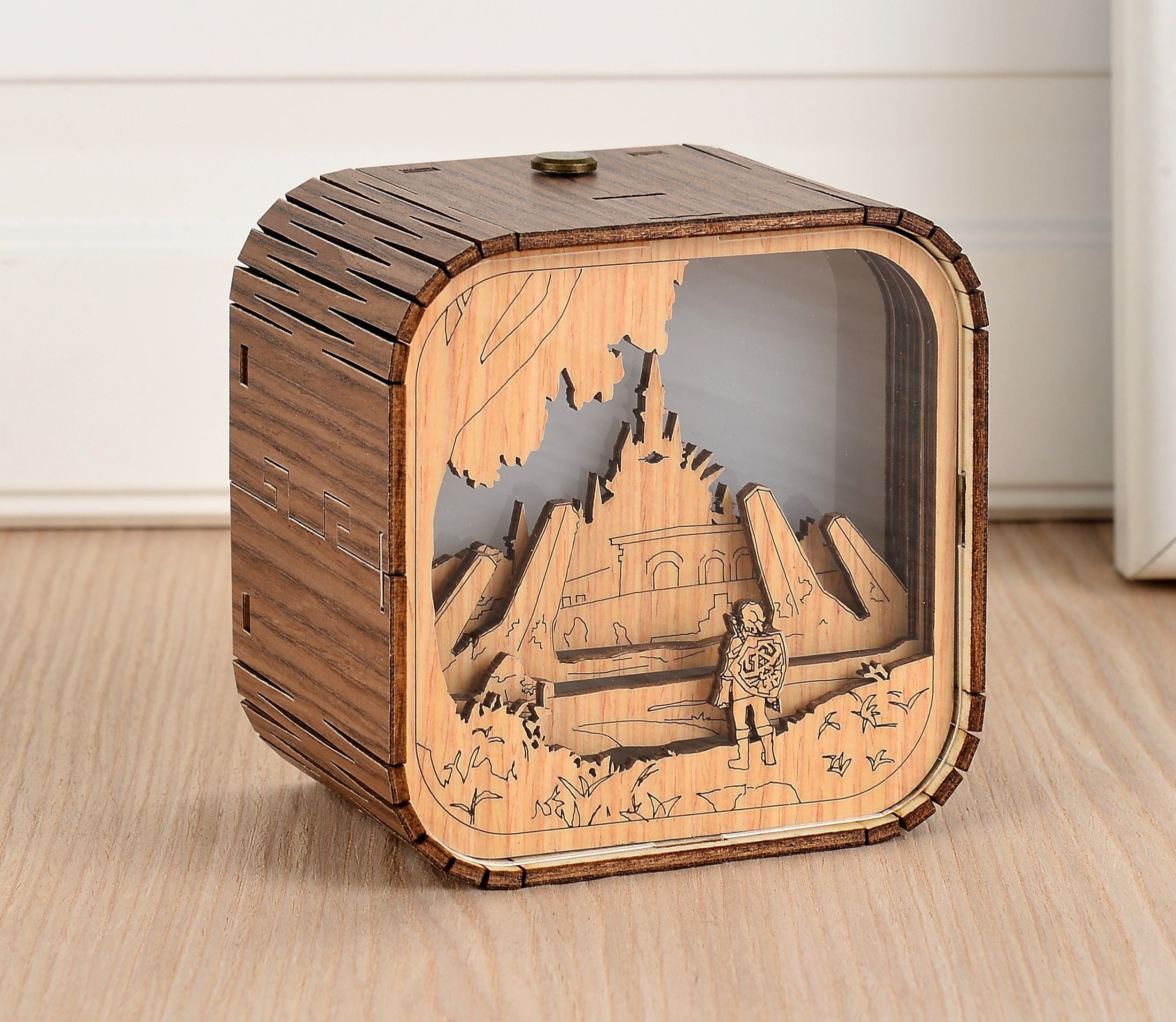 Zelda Wooden Music Box, Hand Crank Wood Legend of Zelda Theme Musical Boxes, Antique Engraved Carved Crafts Gift for Wedding, Valentines, Christmas, B
