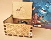 Aladdin Music Box quot A Whole New World quot Theme Music Chest Wooden Engraved Handmade Vintage Gift