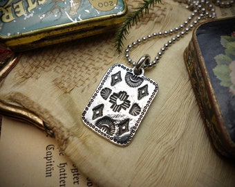 Silver Pendant ‚SOUTHWEST HERITAGE‘, 925 Sterling Silver, Handmade, Zia, Cross